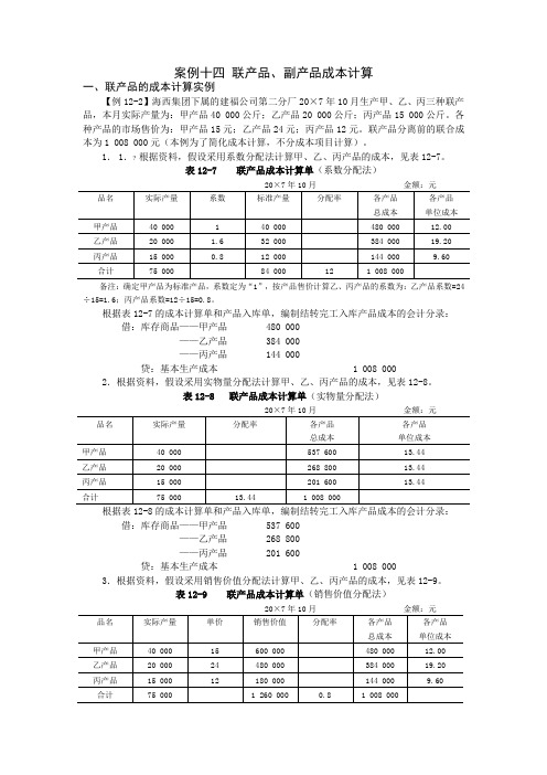 联产品、副产品成本计算