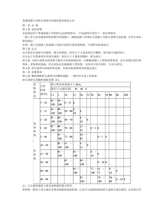 普通混凝土用碎石或卵石质量标准及检验方法