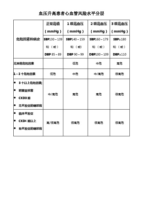 高血压心血管风险水平分层