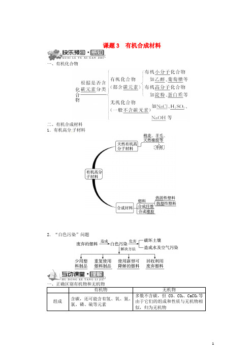 人教版初三九年级下册化学有机合成材料同步训练Word版,含答案