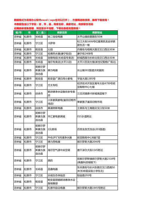2020新版吉林省松原市家用电器工商企业公司商家名录名单联系电话号码地址大全436家