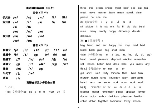 英语国际音标表(含字母组合)