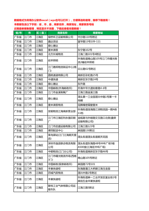 2020新版广东省江门市江海区运输工商企业公司商家名录名单黄页联系电话号码地址大全240家