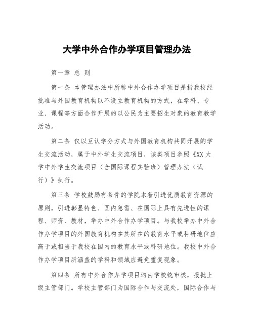 大学中外合作办学项目管理办法