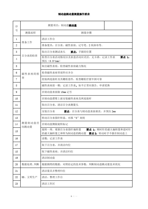 制动盘跳动量测量操作