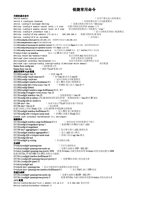 锐捷系列交换机常用配置的命令