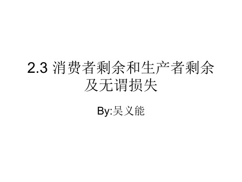 消费者剩余和生产者剩余及无谓损失