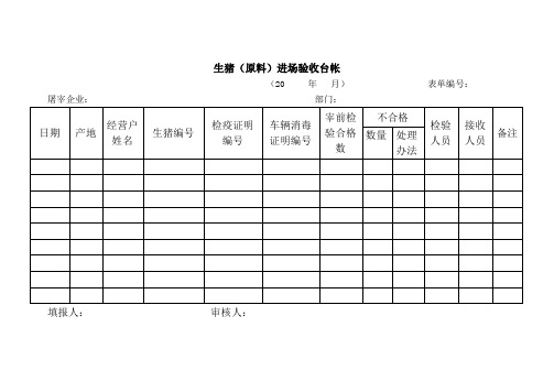 屠宰厂台账文本