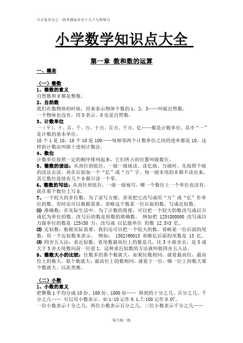 苏教版六年级数学下册 小学数学知识点大全 