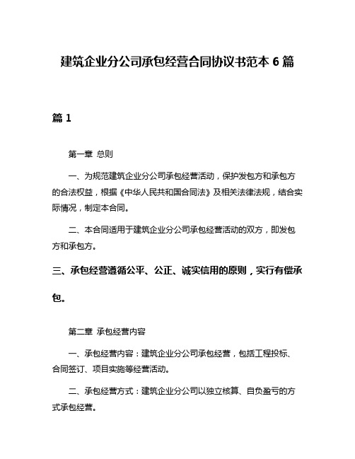 建筑企业分公司承包经营合同协议书范本6篇