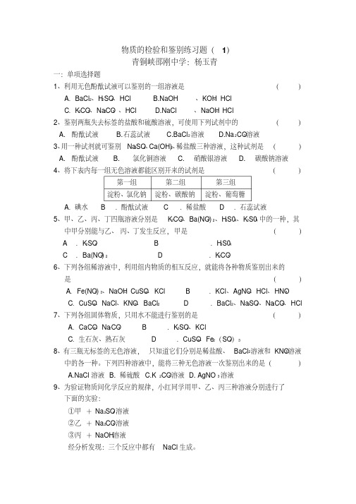 物质的检验和鉴别练习题(1).