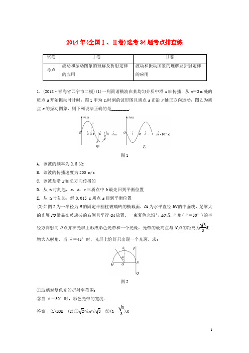 高考物理总复习 优编增分练：选考题考点排查练2 2014年(全国Ⅰ、Ⅱ卷)选考34题考点排查练