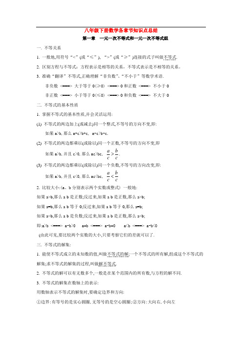 八年级下册数学各章节知识点总结