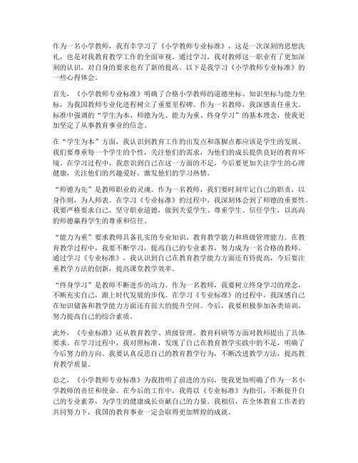 教师专业标准心得体会小学