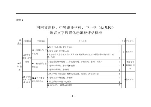 语言文字达标校验收评估标准