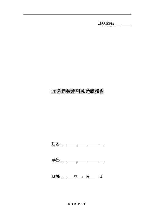 IT公司技术副总述职报告