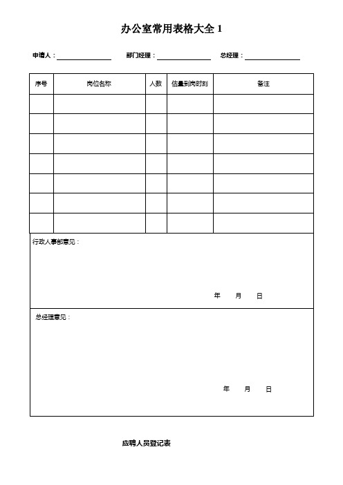 办公室常用表格大全1