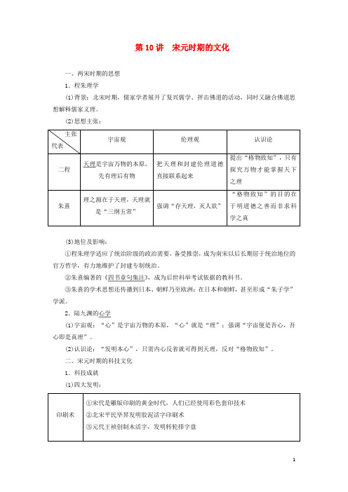 高考历史一轮复习第四单元辽宋夏金元民族政权的并立与元朝的统一第10讲宋元时期的文化学案含解析