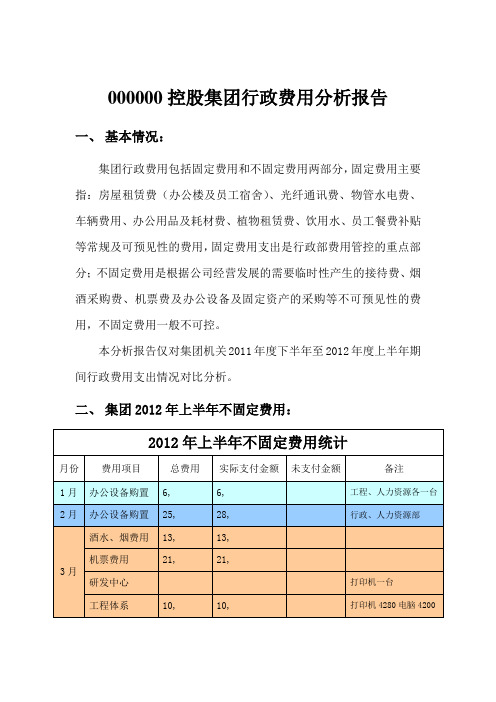 行政费用分析报告