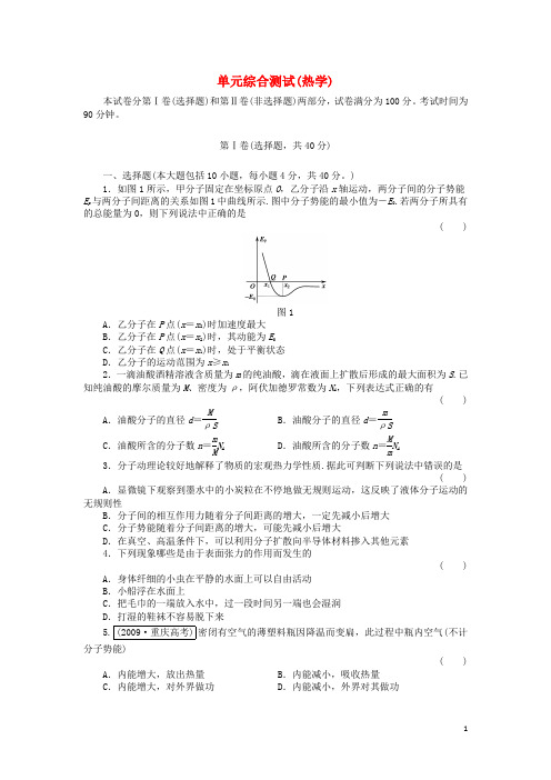 吉林省吉林市第一中学校高中物理热学单元综合测试新人教版必修2