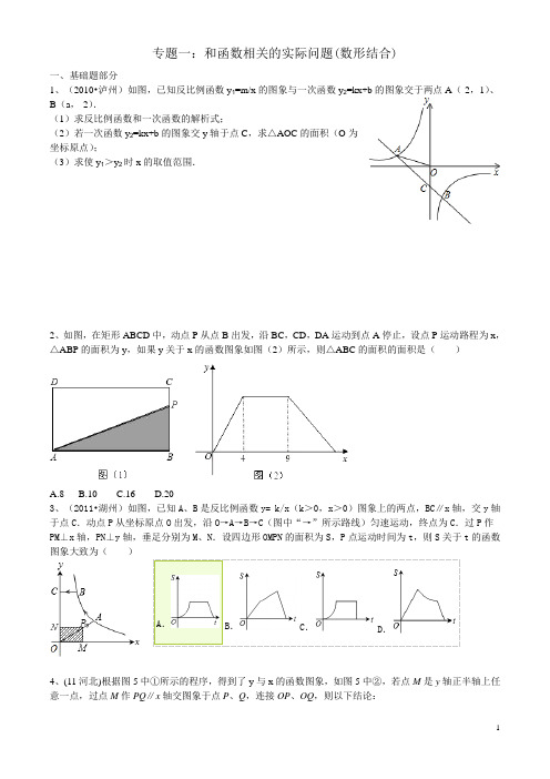 中考专题：和函数相关的实际问题(数形结合)