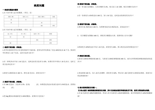 六年级数学浓度问题