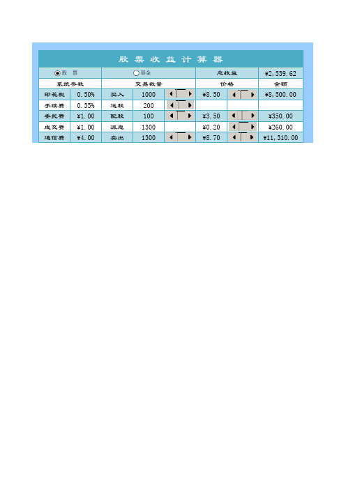 【Excel表格模板】股票收益计算器模板