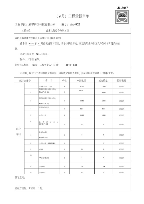 工程量报审表