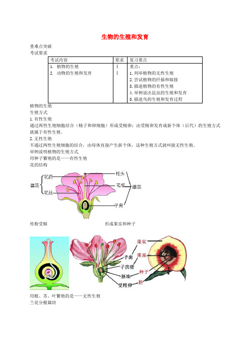 中考生物专题复习十七生物的生殖和发育讲义新人教版word版