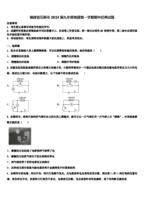 福建省石狮市2024届九年级物理第一学期期中经典试题含解析