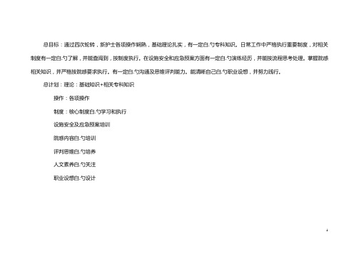 新护士规范化培训方向内容及工作计划表