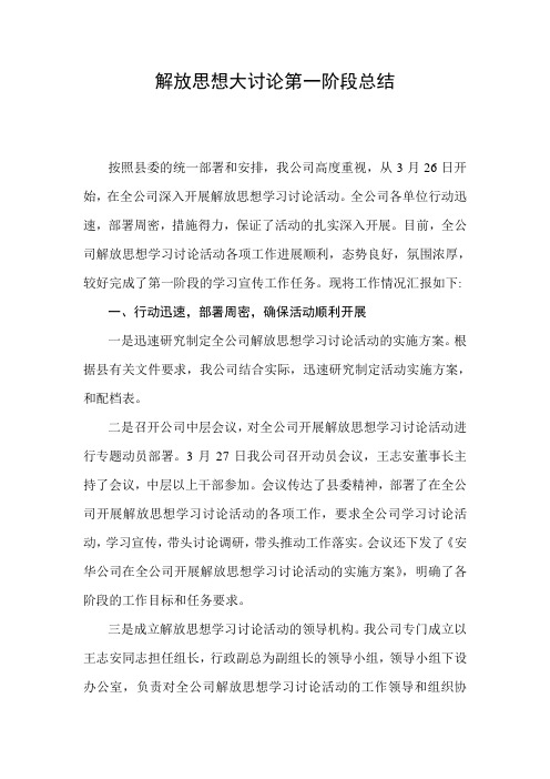 解放思想大讨论第一阶段总结