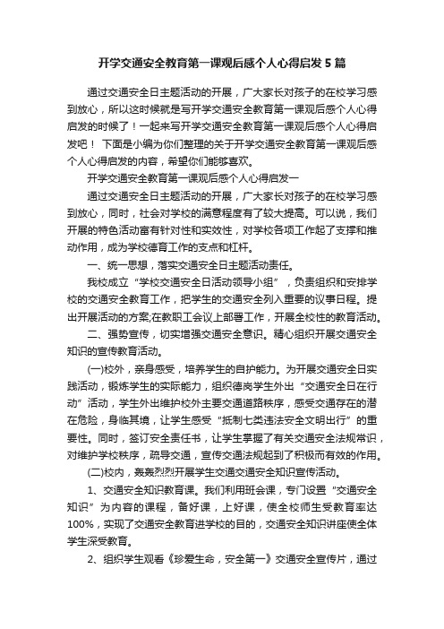 开学交通安全教育第一课观后感个人心得启发5篇