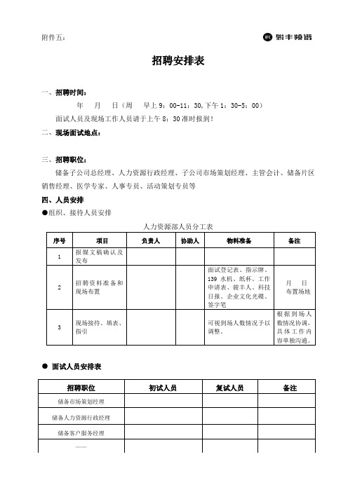 招聘事宜安排表