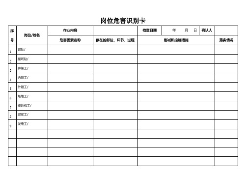 岗位危害识别卡范本