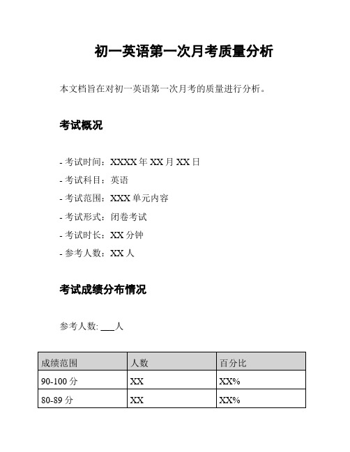 初一英语第一次月考质量分析