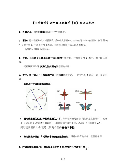 【小学数学】六年级上册数学《圆》知识点整理