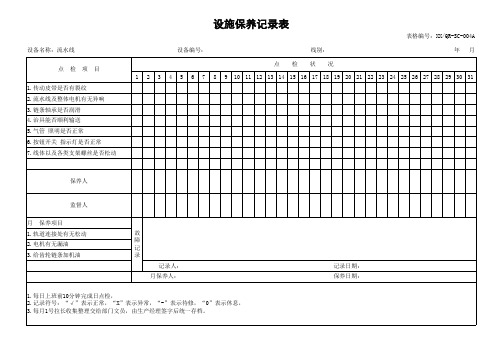 设施保养记录表