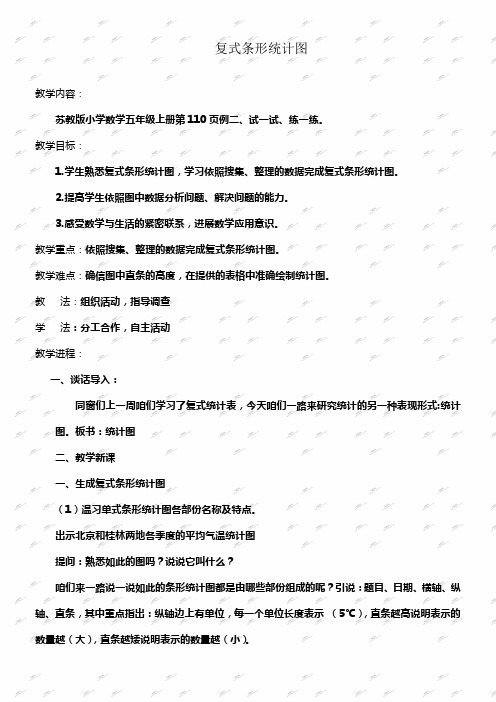 苏教版五年级上册数学教案复式条形统计图