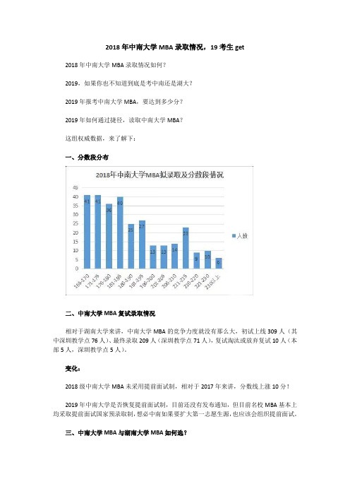 2018年中南大学MBA录取情况,19考生get