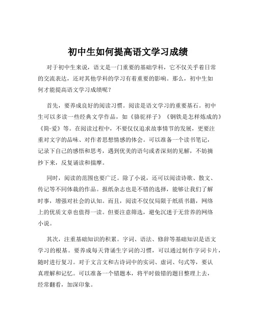 初中生如何提高语文学习成绩