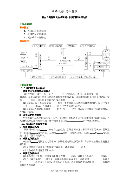 人教版高中政治选修三知识讲解__君主立宪制和民主共和制：以英国和法国为例