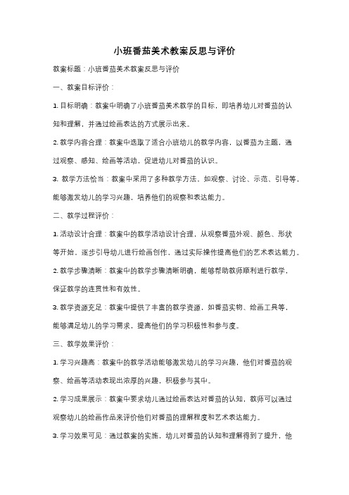 小班番茄美术教案反思与评价