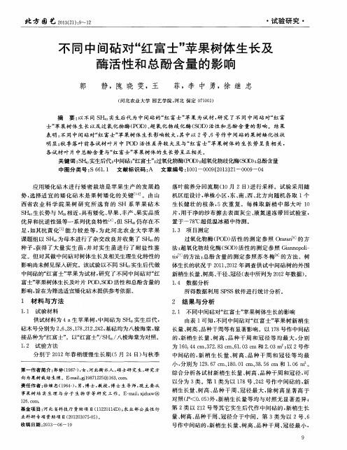 不同中间砧对“红富士”苹果树体生长及酶活性和总酚含量的影响