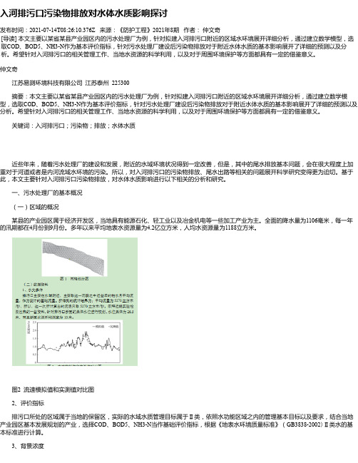 入河排污口污染物排放对水体水质影响探讨