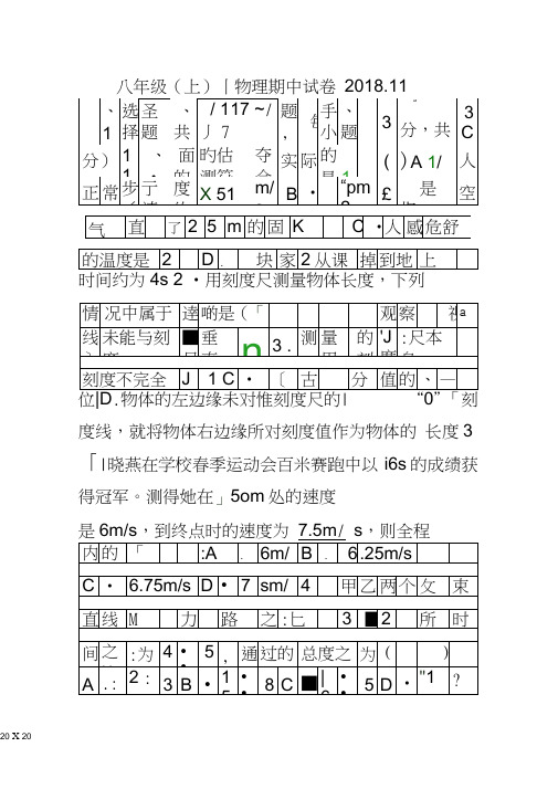 201811八年级物理上册期中试卷