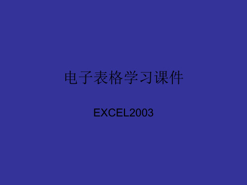 电子表格学习课件