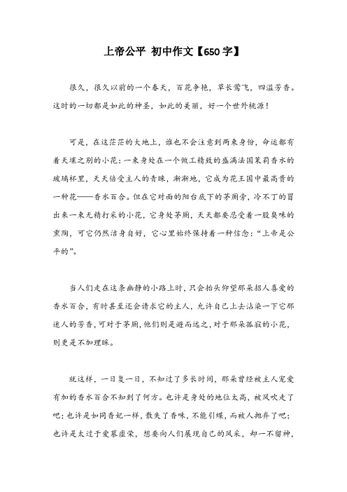 上帝公平 初中作文【650字】