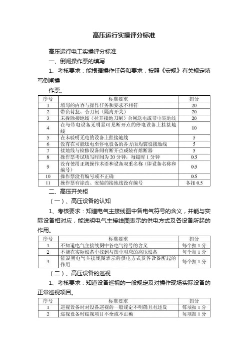 高压运行实操评分标准