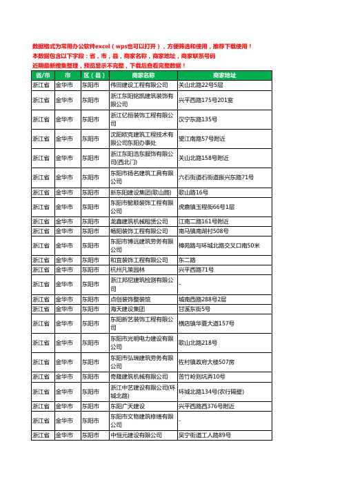 2020新版浙江省金华市东阳市建筑装饰有限公司工商企业公司商家名录名单黄页联系电话号码地址大全197家